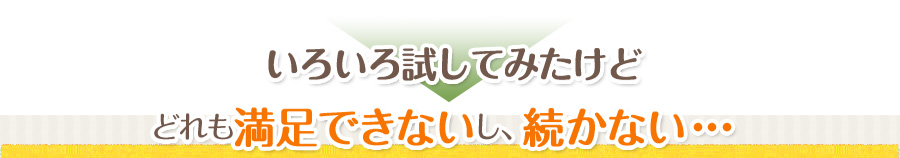 いろいろ試してみたけどどれも満足できないし、続かない・・・