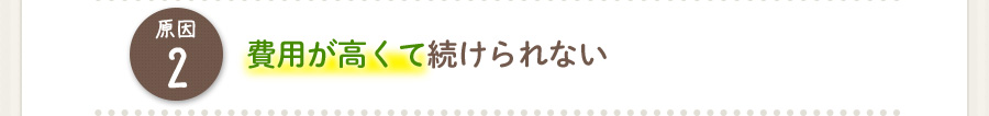 原因２：費用が高くて続けられない