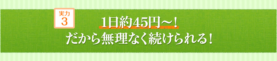 実力３：1日約45円〜!だから無理なく続けられる!